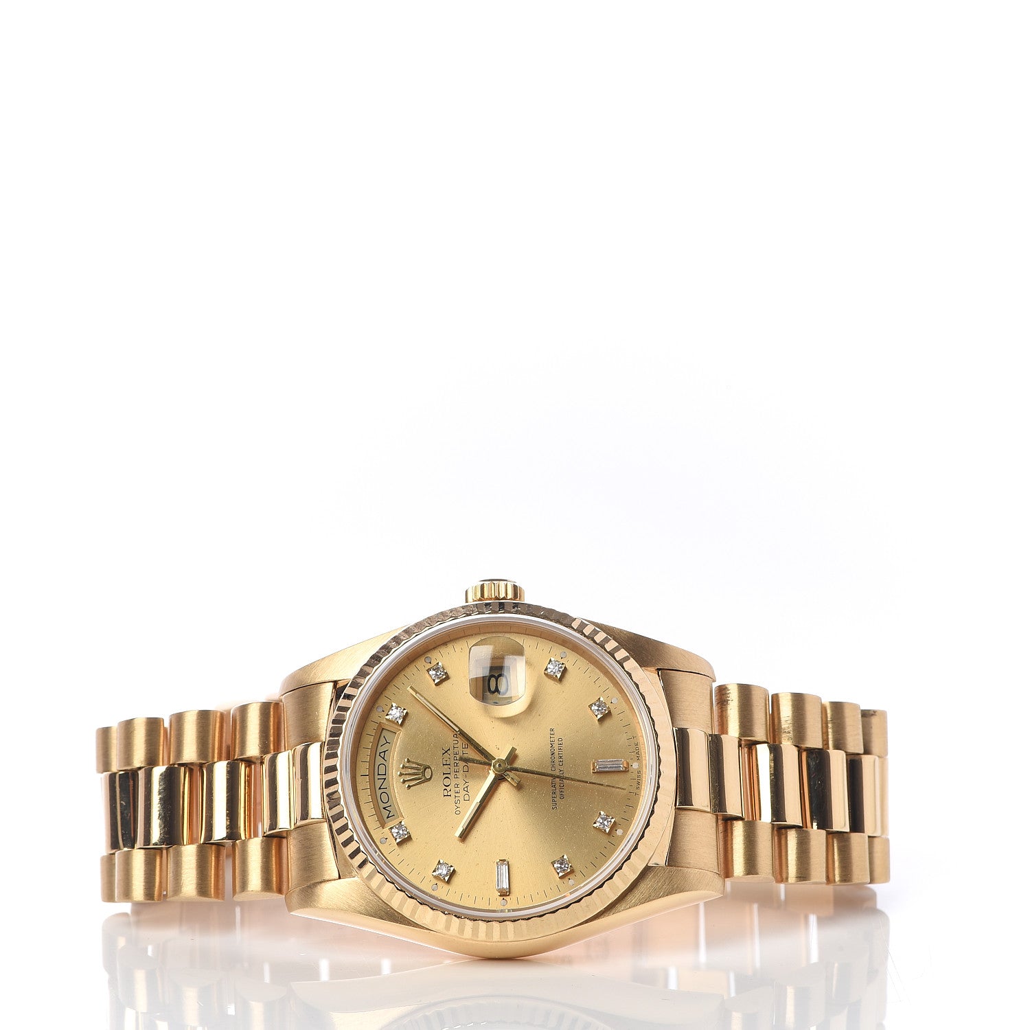 Rolex 18K Yellow Gold Diamond 36mm Oyster Perpetual Day-Date President Watch Champagne 18238 3 of 7