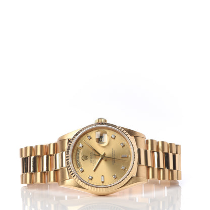 Rolex 18K Yellow Gold Diamond 36mm Oyster Perpetual Day-Date President Watch Champagne 18238 3 of 7