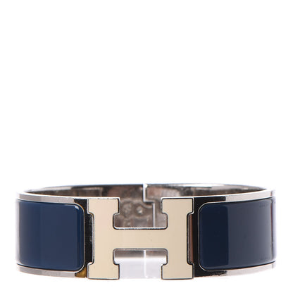 Hermes Enamel Wide Clic Clac H Bracelet GM Indigo 1 of 6