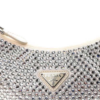 Prada Satin Crystal Mini Re-Edition 2000 Bag White 7 of 9