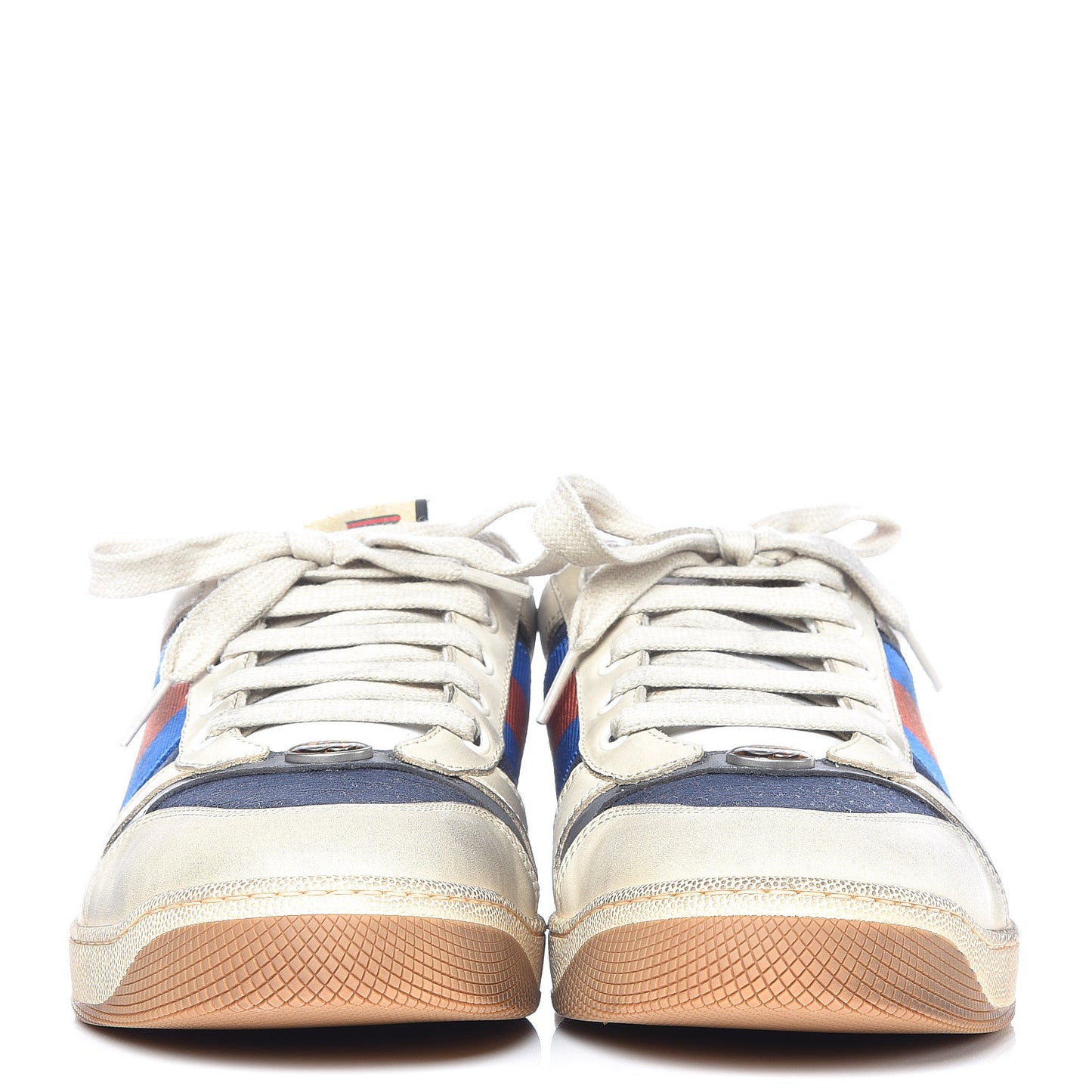 Nubuck Mini GG Monogram Web Mens Screener Sneakers 8 London Blue Dusty Milk