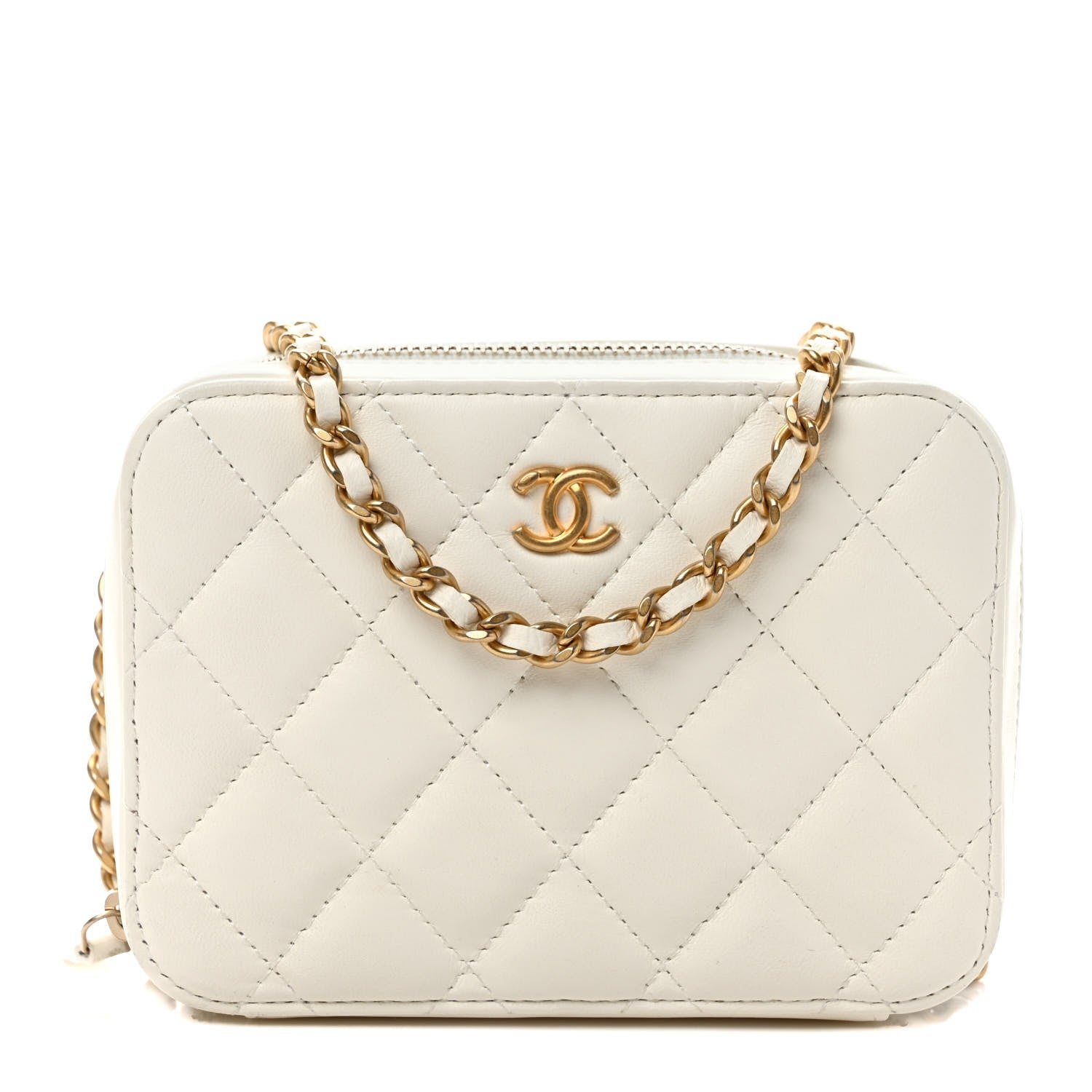 Chanel Lambskin Quilted CC Pearl Crush Camera Case White 1 of 9