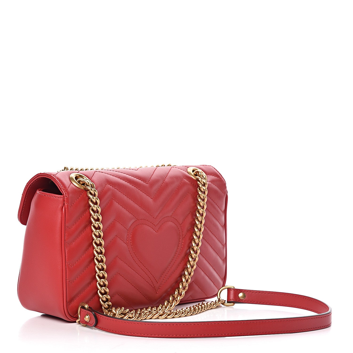 Gucci Calfskin Matelasse Small GG Marmont Shoulder Bag Hibiscus Red 3 of 10