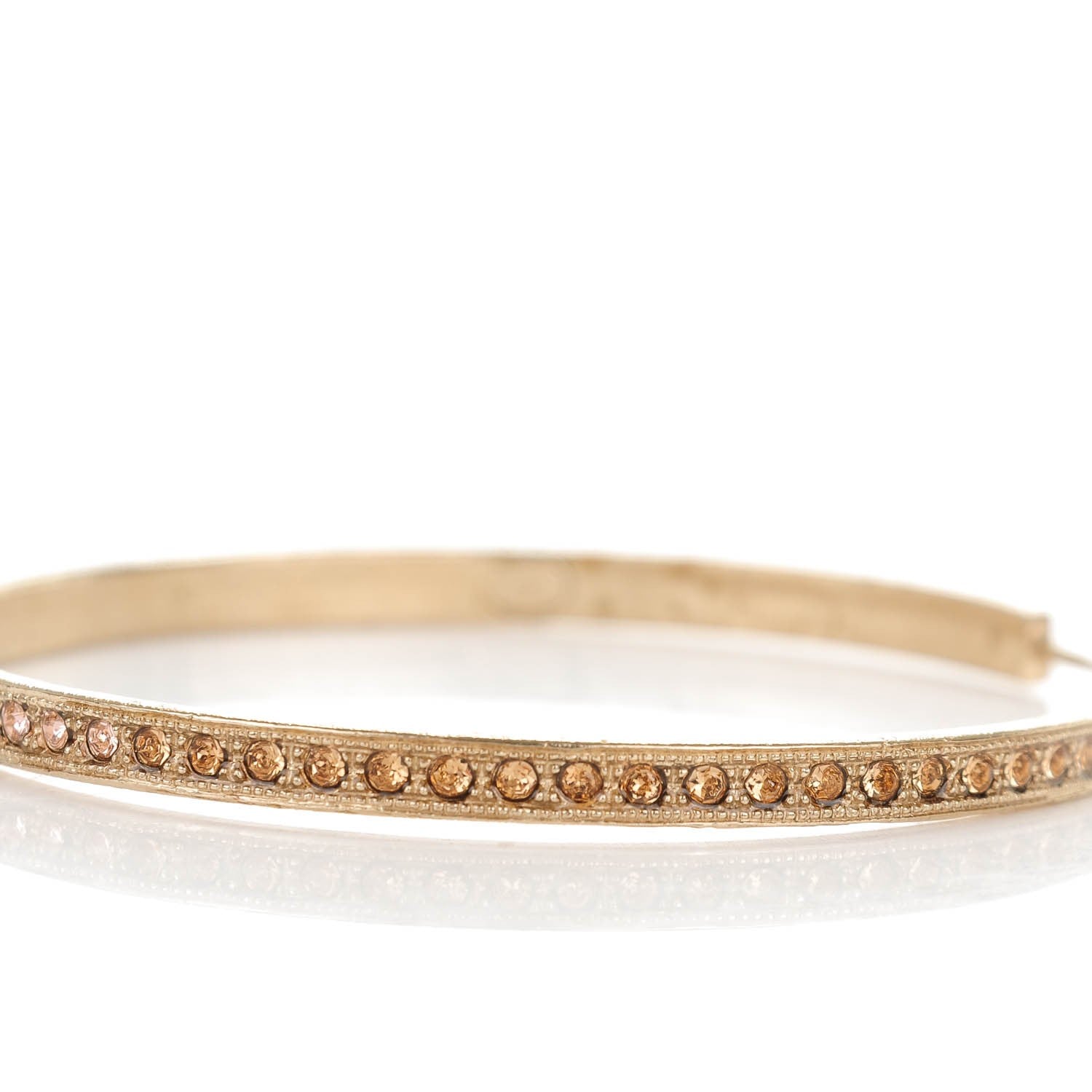 Chanel Crystal CC Hoop Earrings Pale Pink Gold 6 of 6