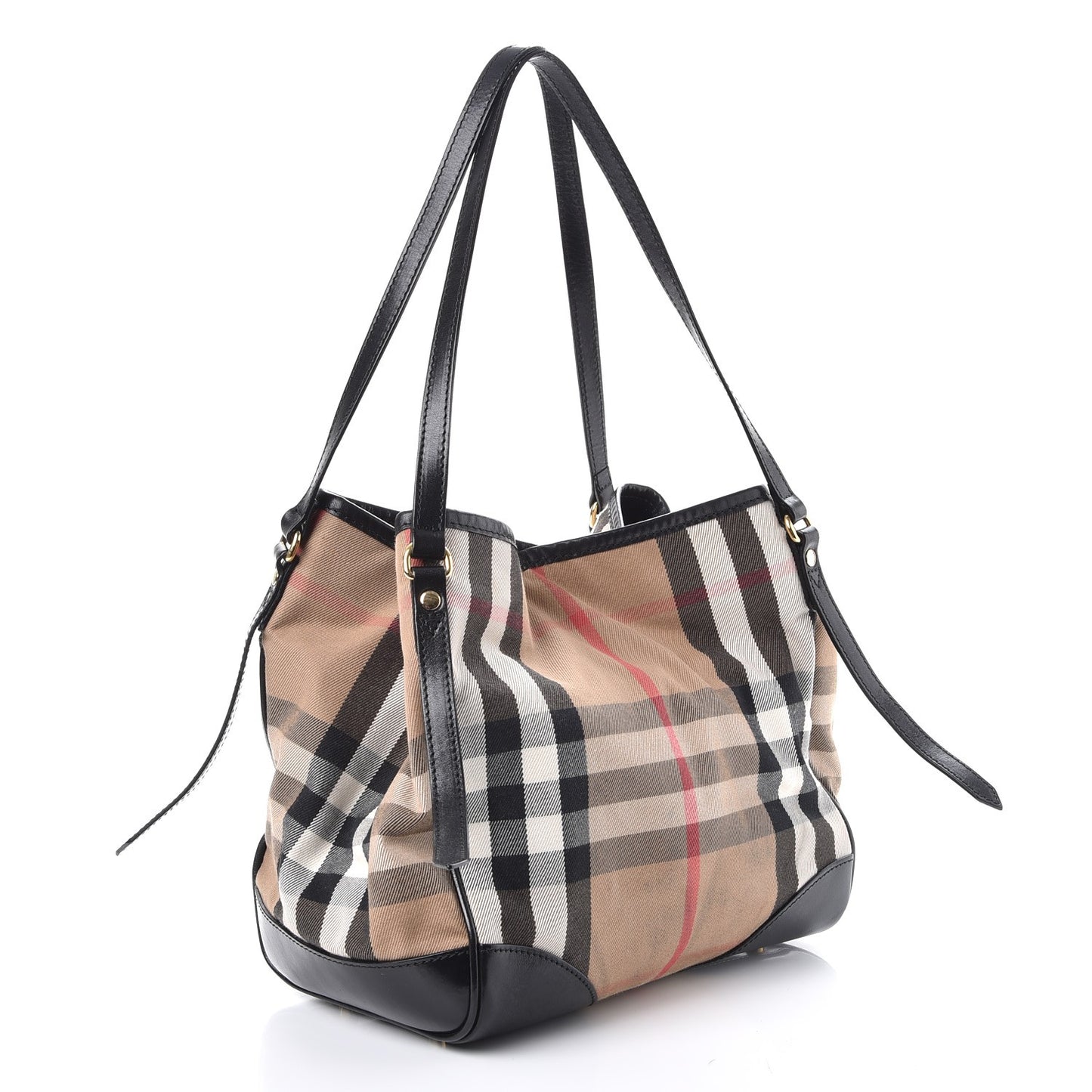 Bridle Calfskin House Check Small Canterbury Tote Black
