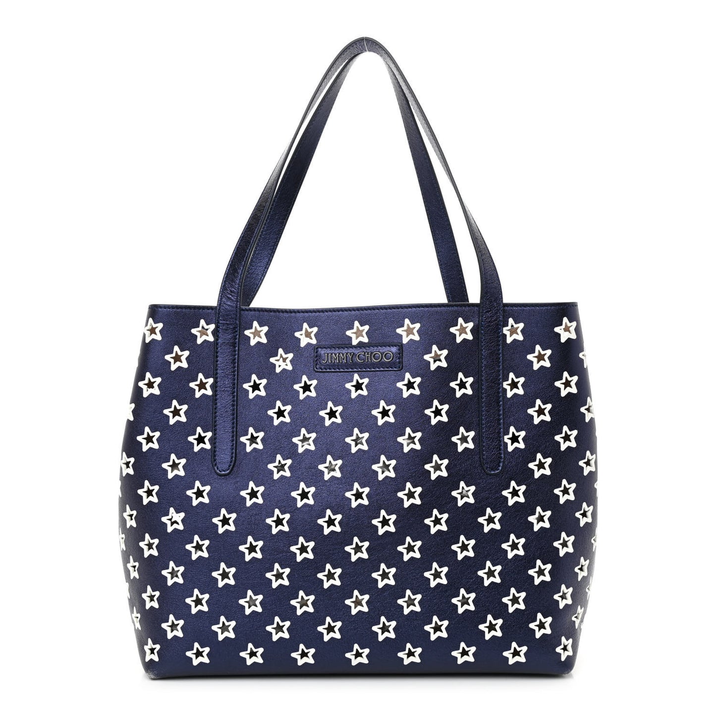 Metallic Nappa Perforated Star Sofia Shoulder Bag Navy White