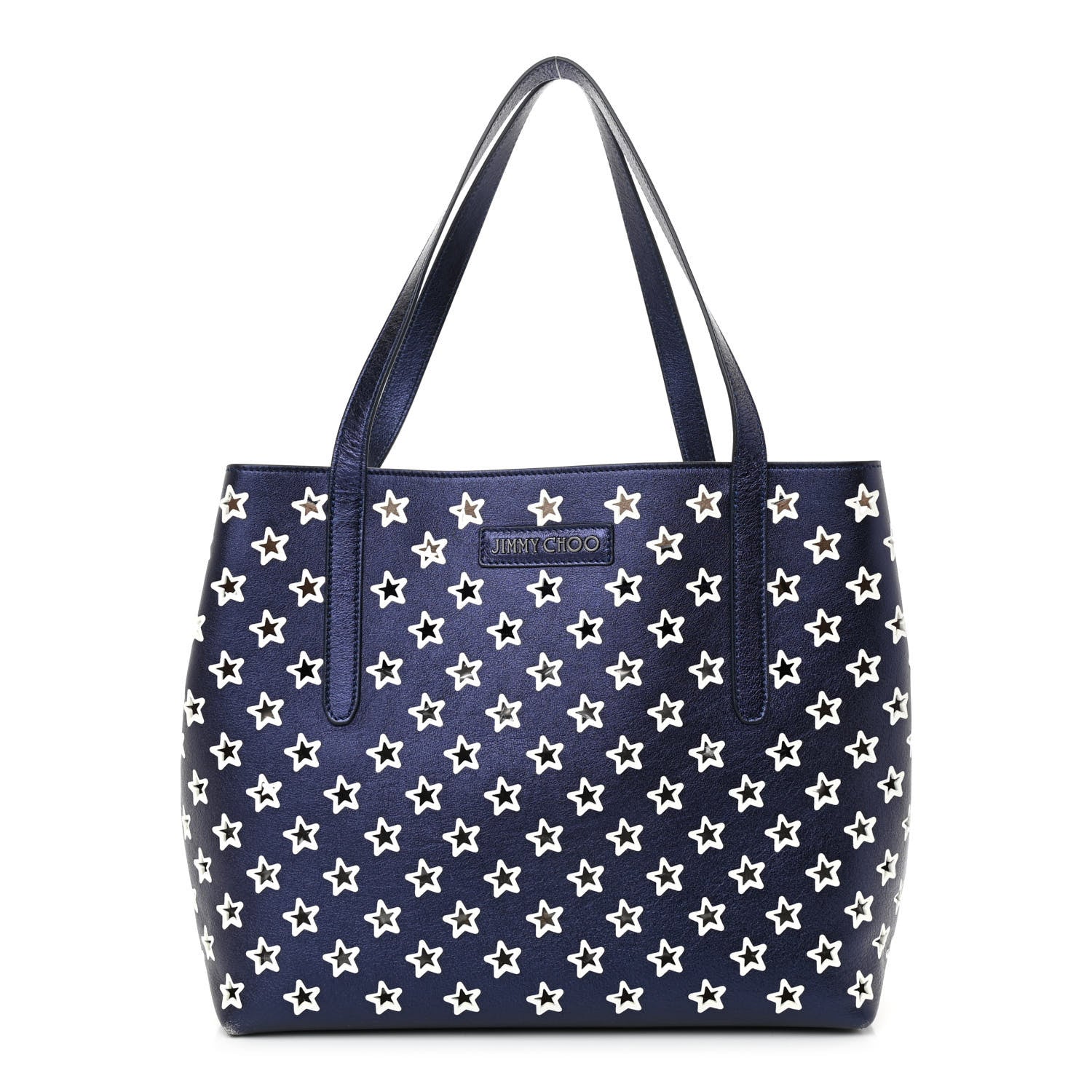 Jimmy Choo Metallic Nappa Perforated Star Sofia Shoulder Bag Navy White 1 of 8