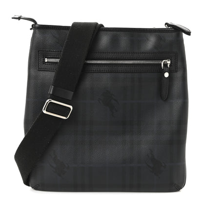 Burberry Haymarket Check Crossbody Messenger Bag Black 1 of 10
