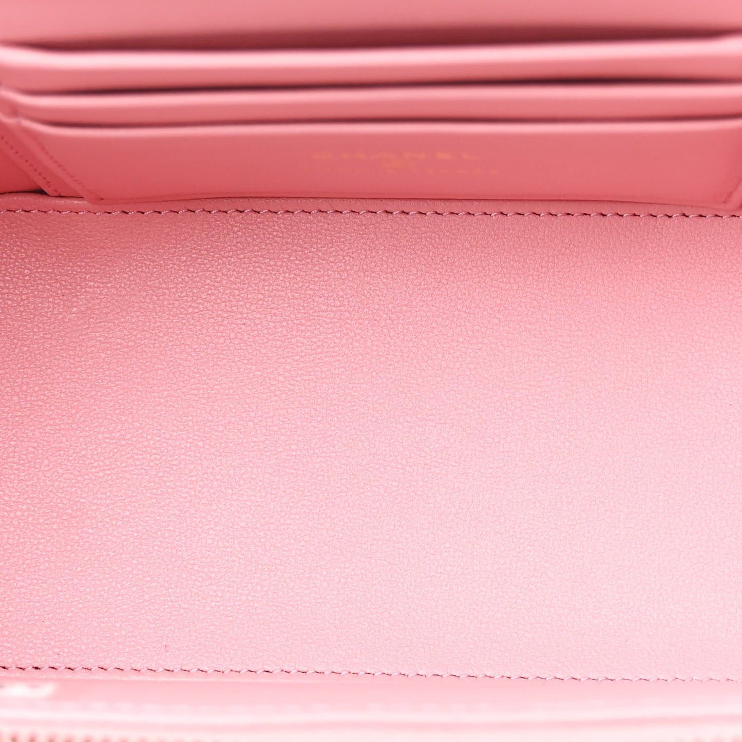 Lambskin Quilted Small Top Handle Vanity Case With Chain Dark Pink