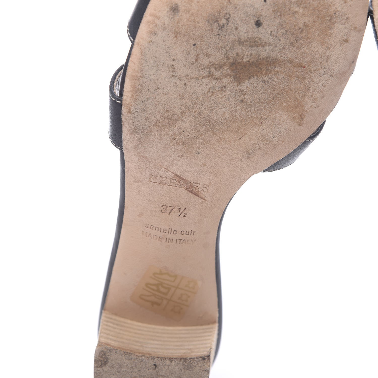 Hermes Calfskin Oasis Sandals 37.5 Black 6 of 10