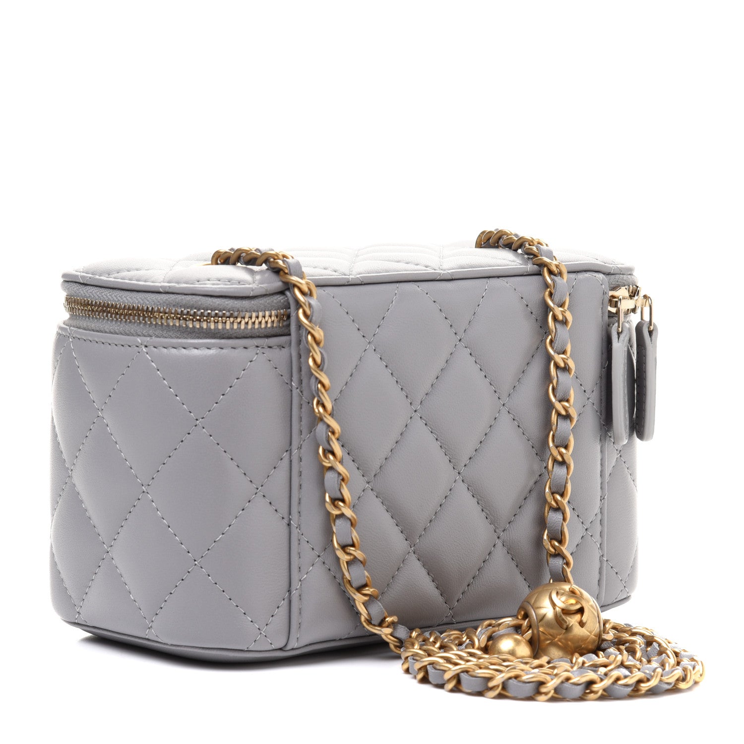 Chanel Lambskin Quilted Small Pearl Crush Vanity Case With Chain Grey 3 of 12