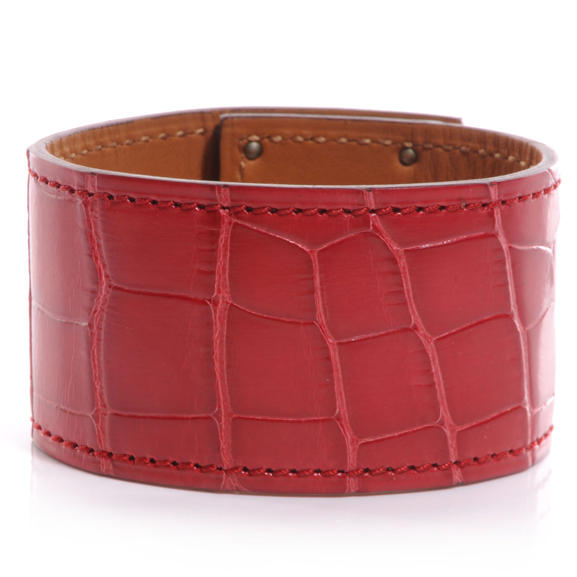 Hermes Shiny Alligator Kelly Dog Cuff Braise 3 of 6