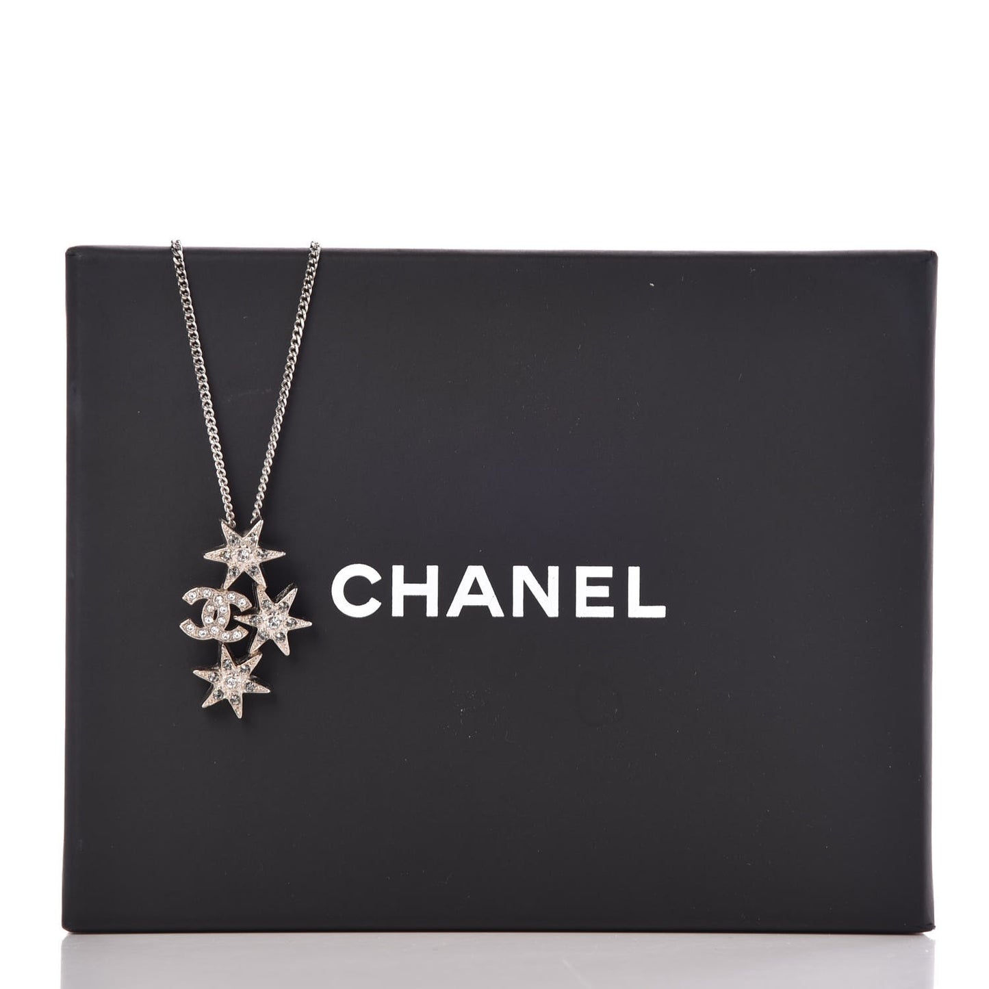 Crystal Bead CC Star Necklace Silver