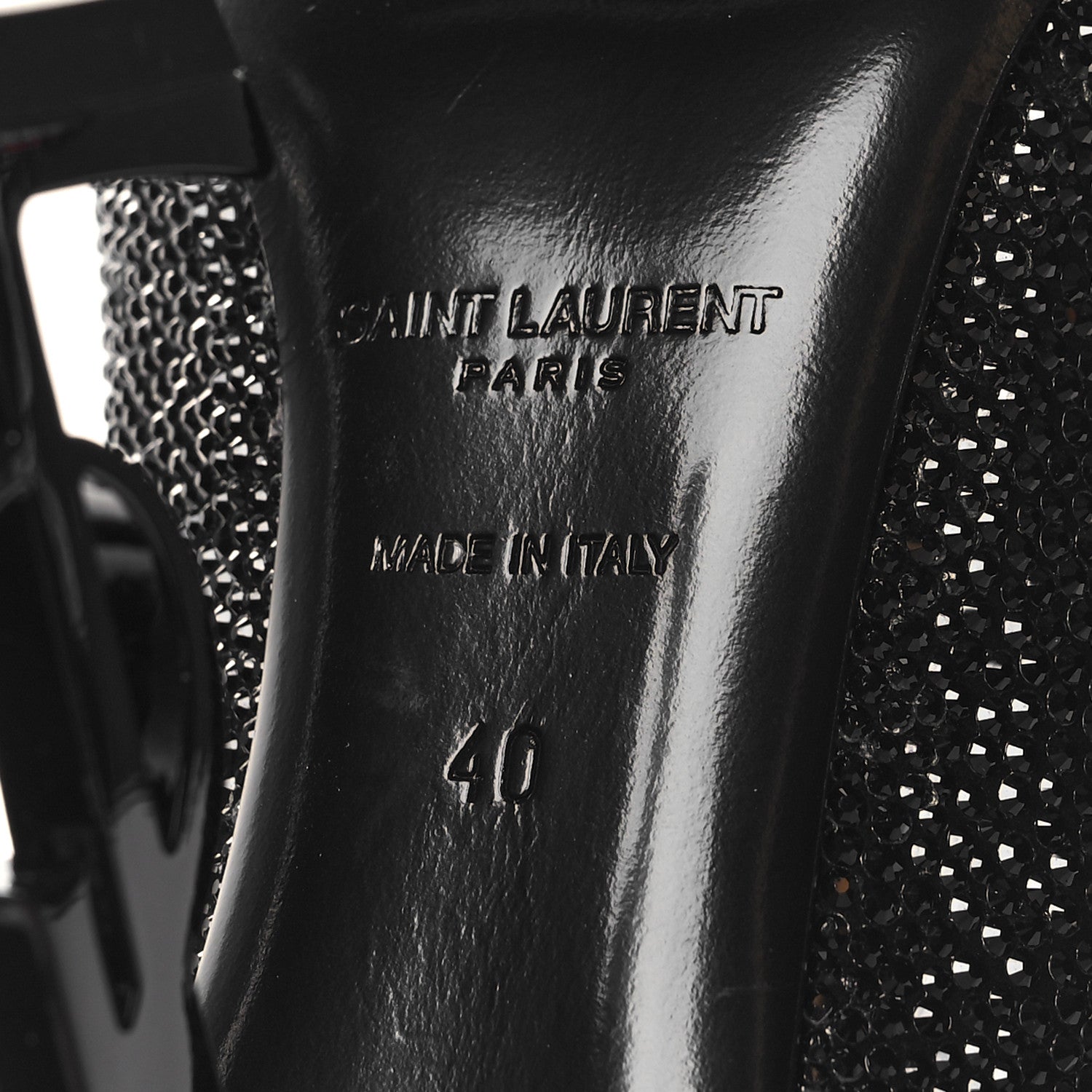 Saint Laurent Kid Suede Crystal Embellished Opyum Ankle Strap Sandals 40 Black 7 of 9