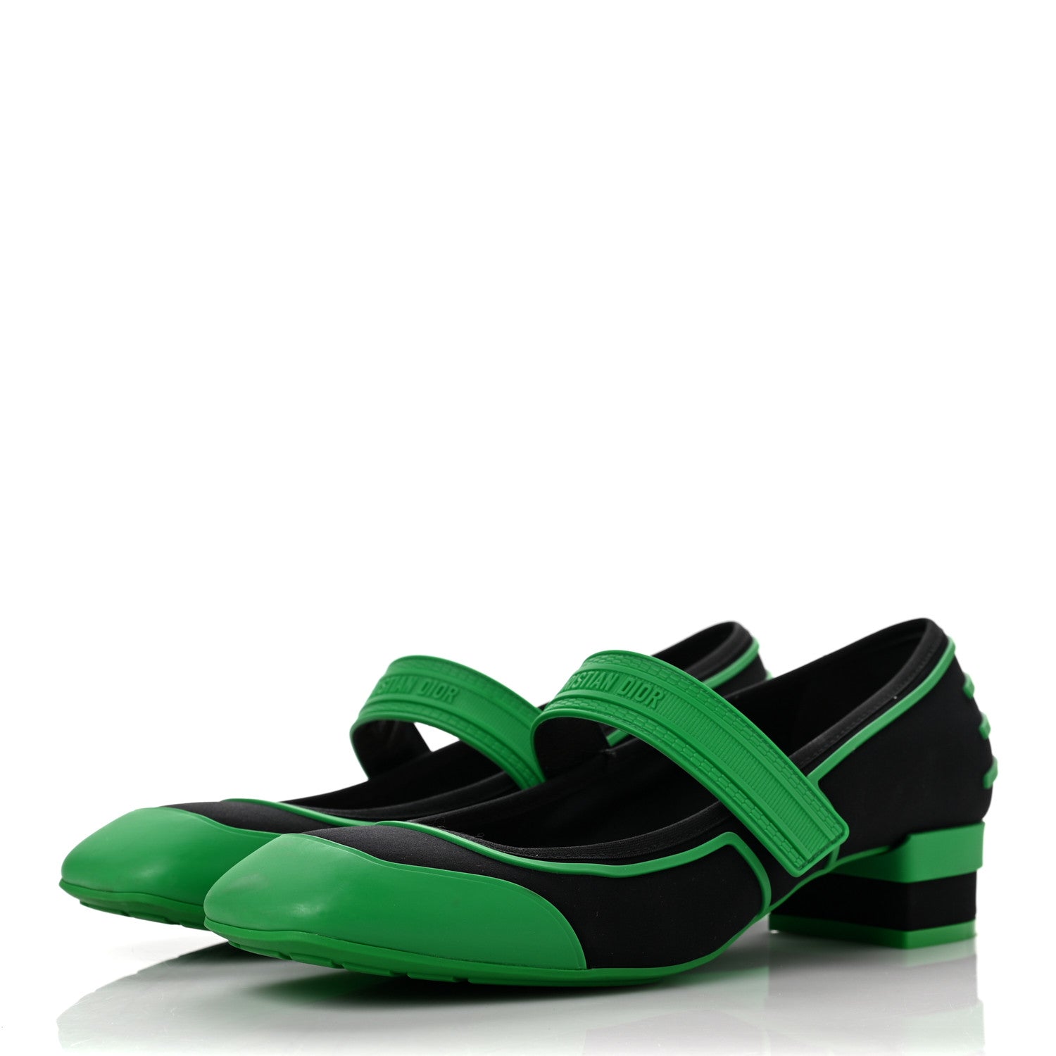 Christian Dior Neoprene Rubber Dior Roller Ballerina Flat 39.5 Black Green 3 of 12