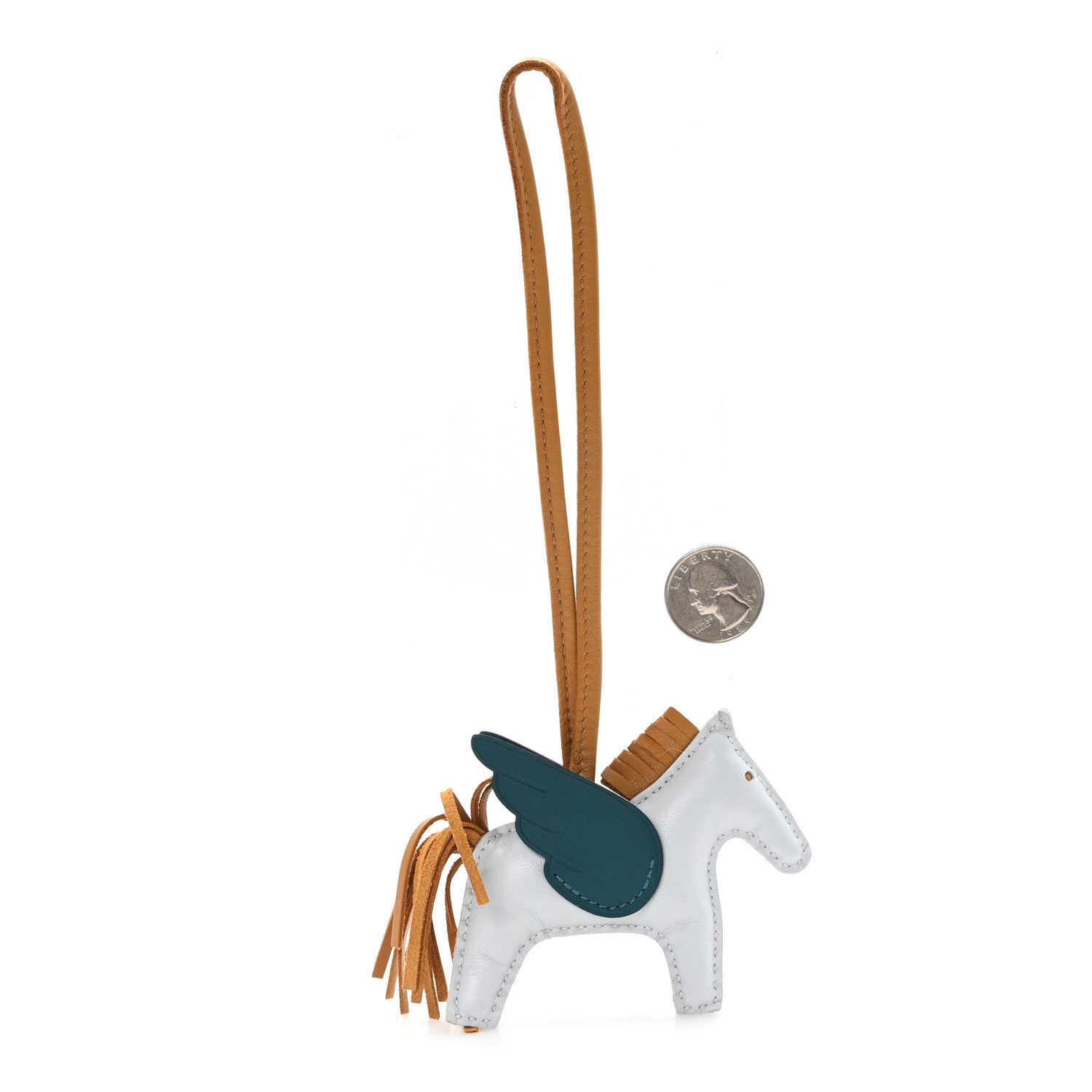 Hermes Milo Lambskin Grigri Rodeo Pegase Horse Bag Charm PM Bleu Brume Sesame Vert Bosphore 2 of 4
