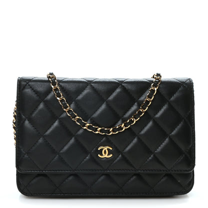 Chanel Lambskin Quilted Wallet On Chain WOC Black 1 of 10