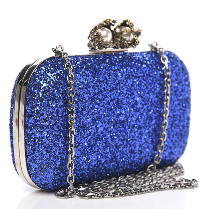 Alexander McQueen PVC Glitter Queen and King Skull Box Chain Clutch North Blue 3 of 10
