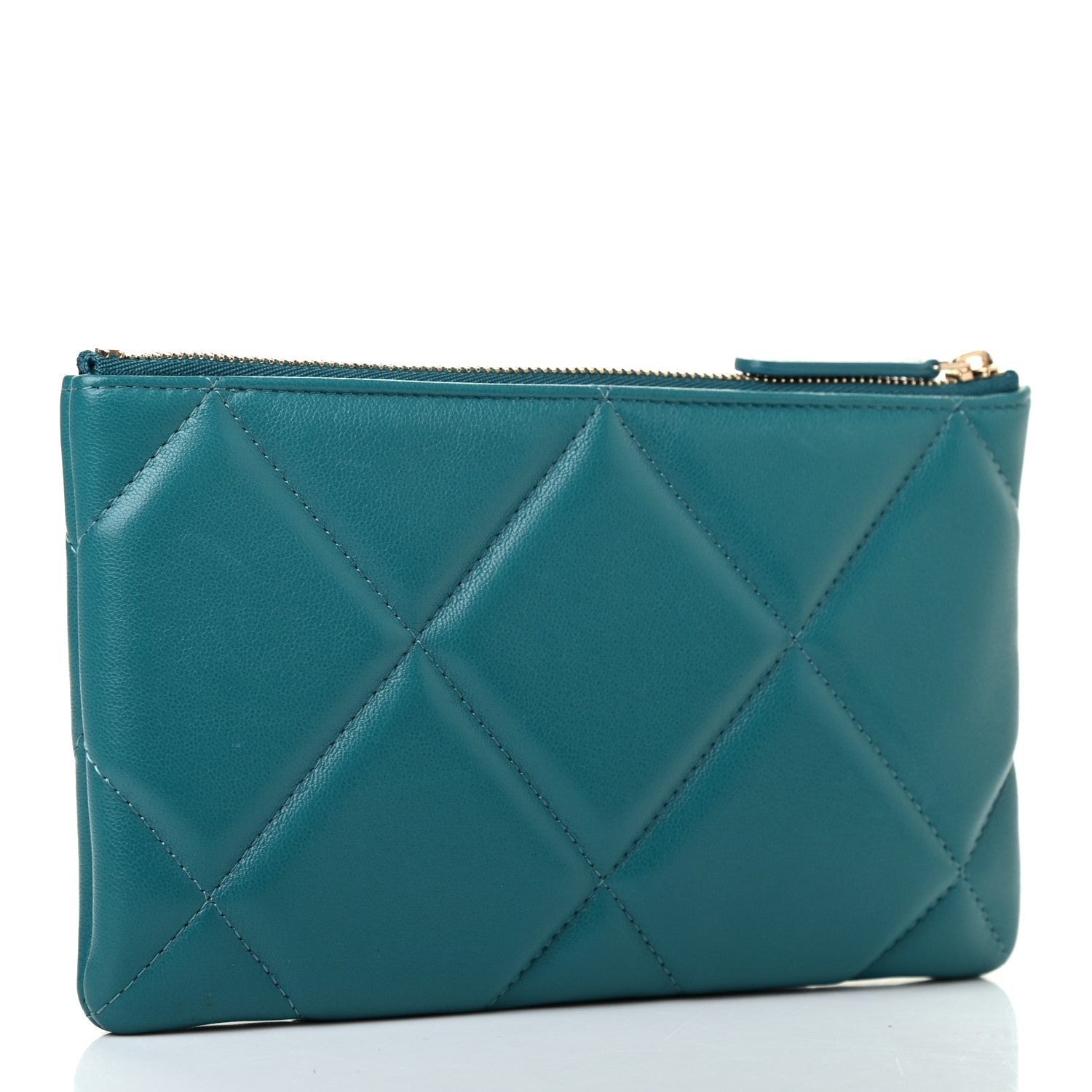 Chanel Goatskin Quilted Small Chanel 19 Pouch Turquoise 2 of 7