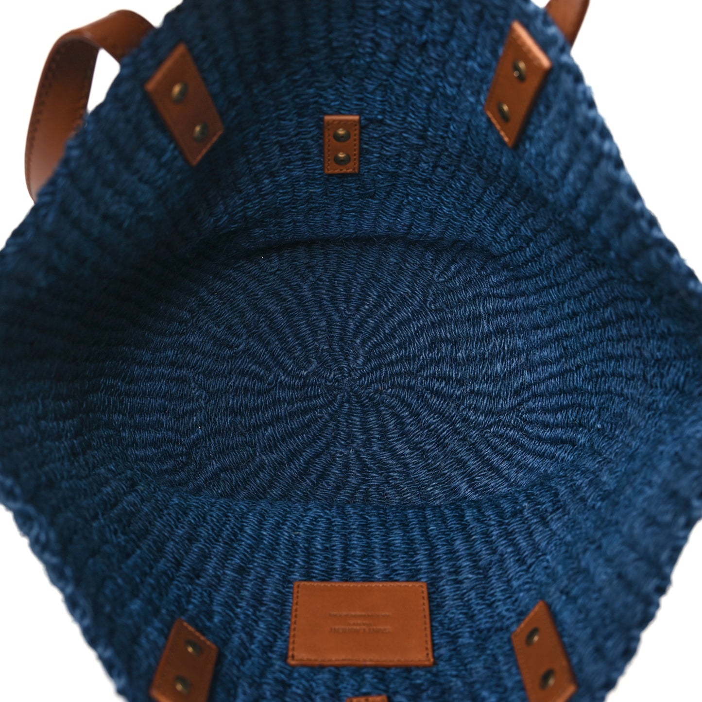 Raffia Calfskin Medium Panier Tote Blue