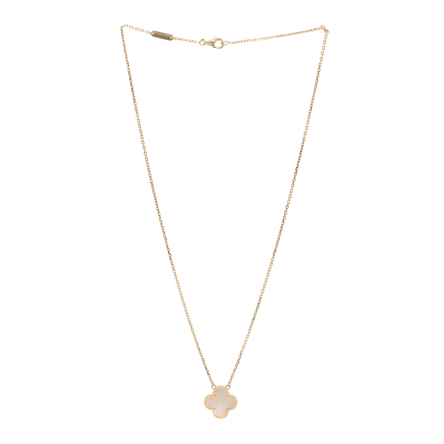 18K Yellow Gold Mother of Pearl Vintage Alhambra Pendant Necklace