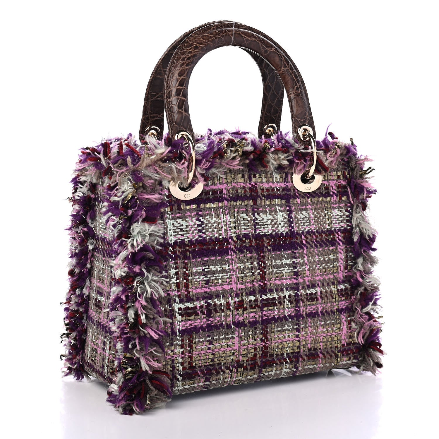 Christian Dior Tweed Fringe Medium Lady Dior Purple 2 of 4