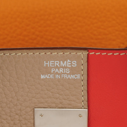 Hermes Taurillon Clemence Swift Tri-Color Birkin 35 Sanguine Gris Tourterelle Moutarde 12 of 23