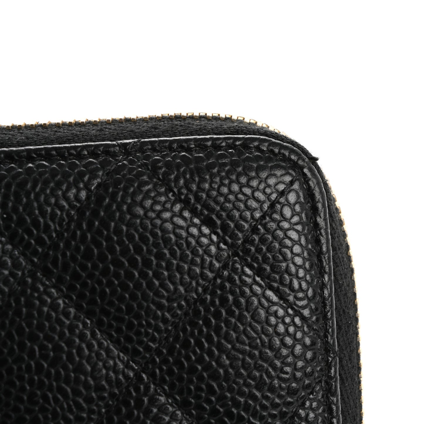 Caviar Quilted Large Gusset Zip Around Wallet Black