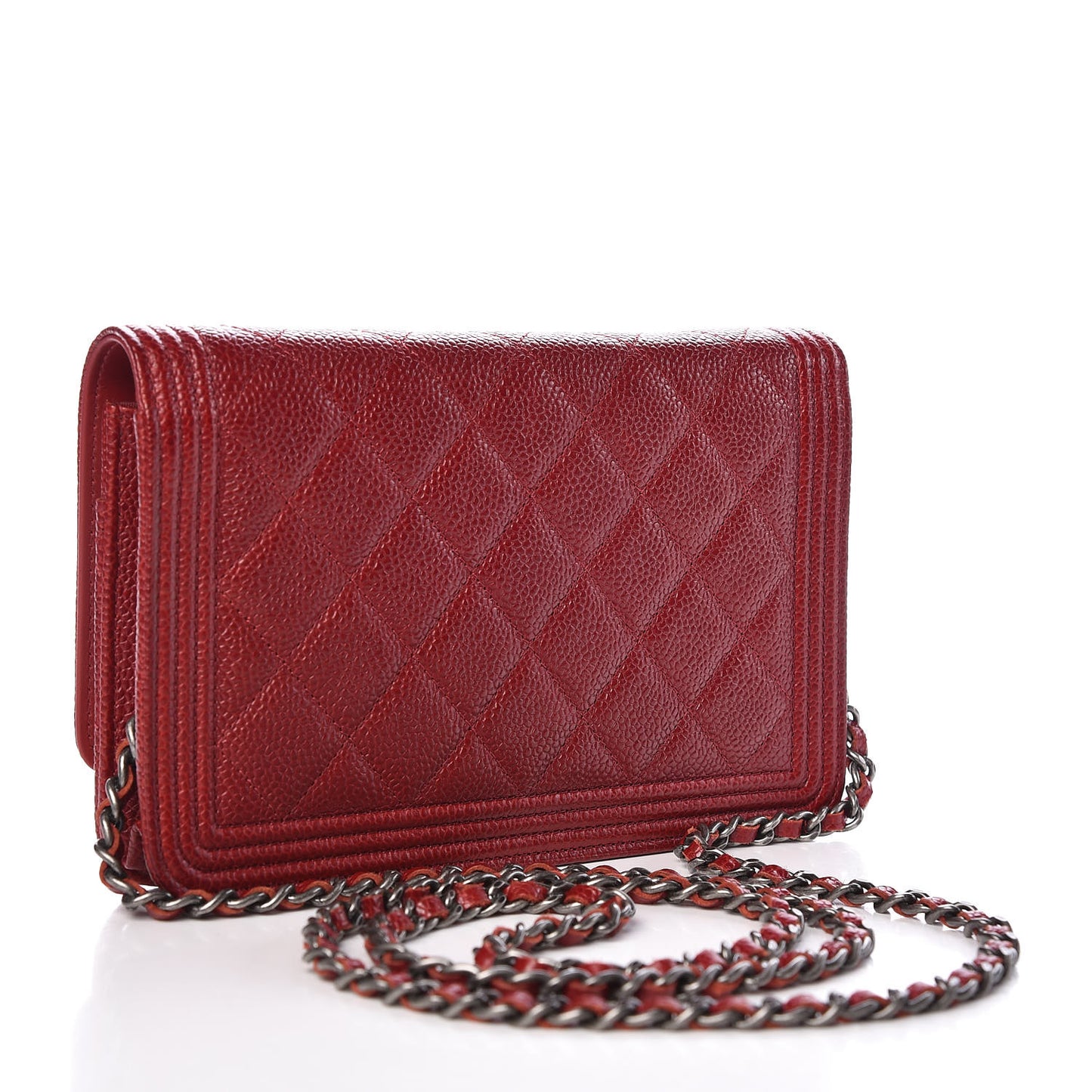Caviar Quilted Boy Wallet On Chain WOC Red