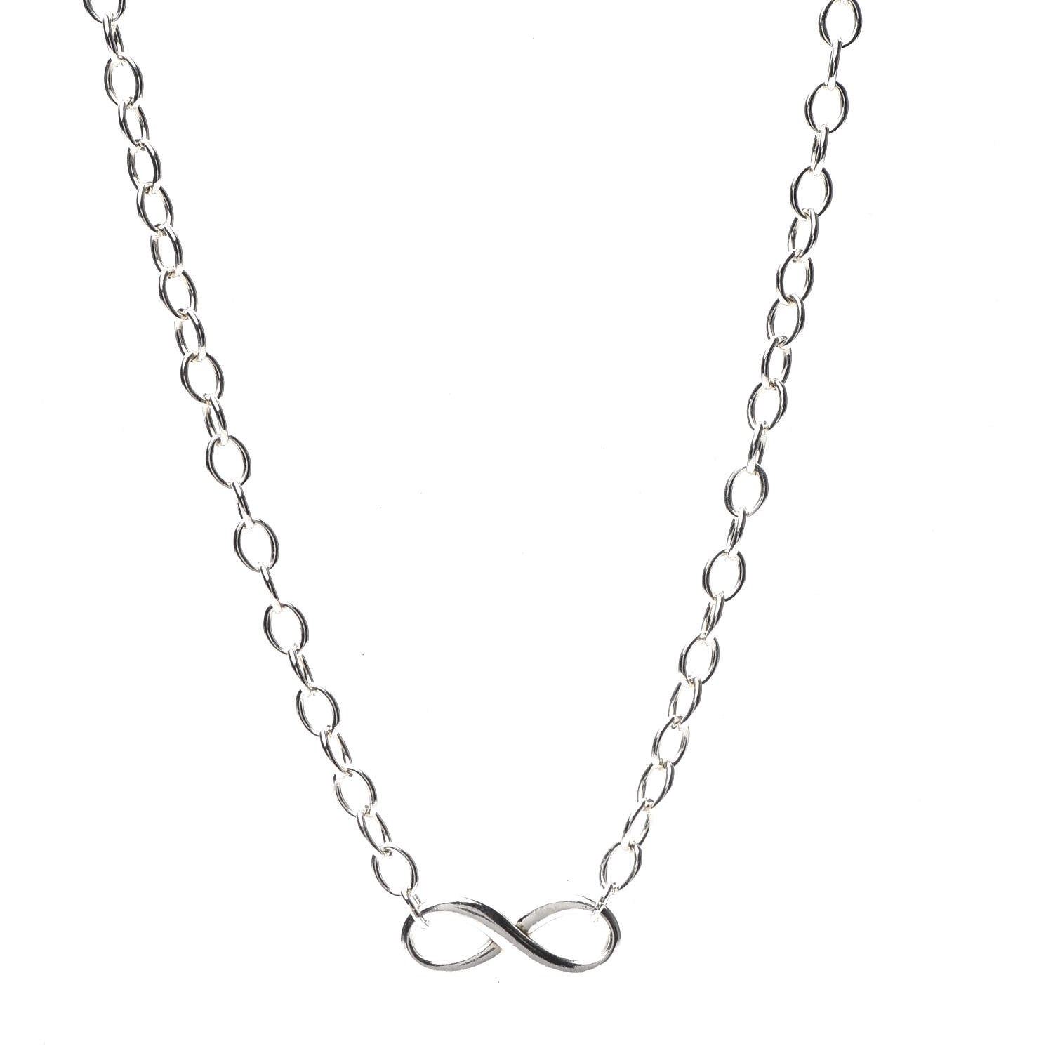 Tiffany Sterling Silver Narrow Infinity Link Necklace 1 of 5