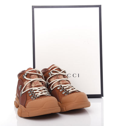 Gucci X SEGA Suede Calfskin GG Monogram Mens Flashtrek Sneakers 8.5 New Cuir Beige Ruggine 11 of 11