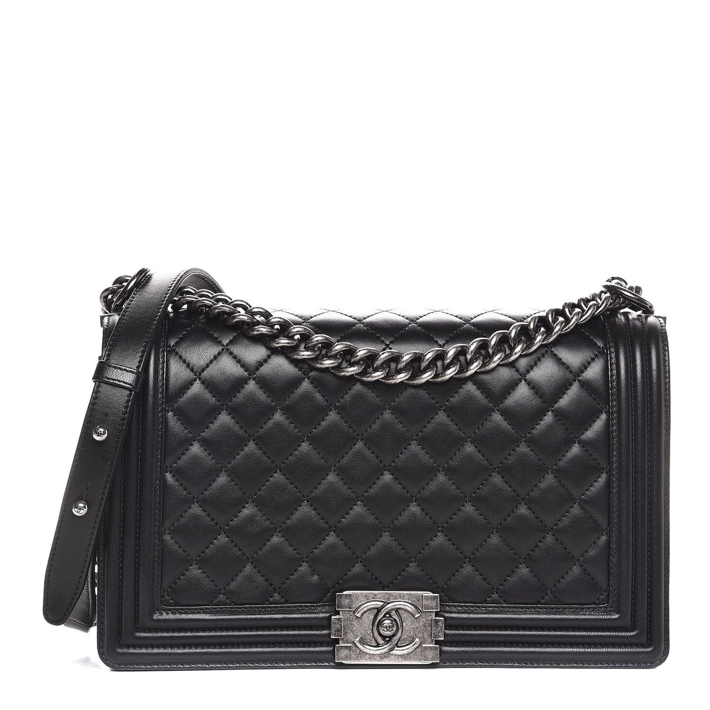 Lambskin Quilted New Medium Boy Flap Black