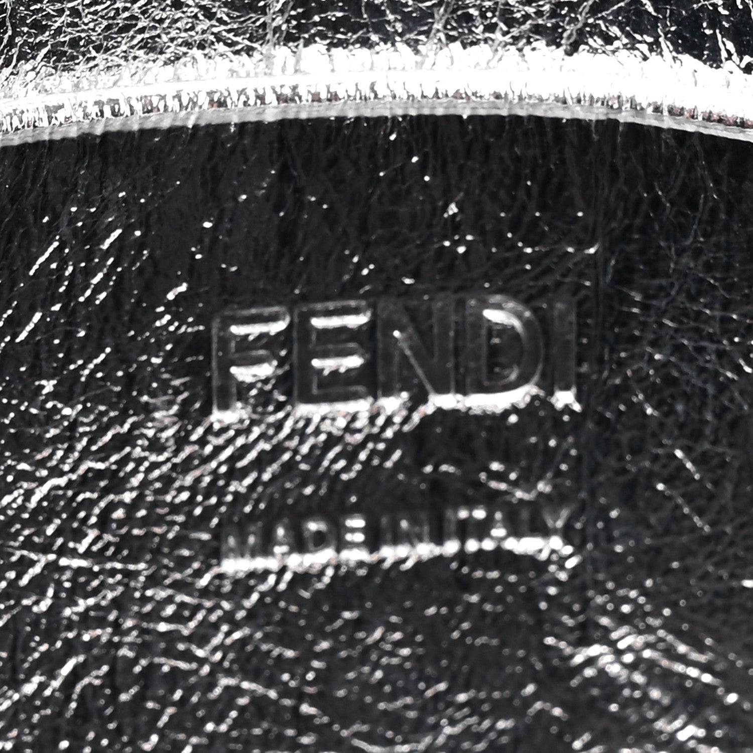 Fendi Vitello Catalan Mirror FF 1974 Embossed Mini Baguette Argento 6 of 10