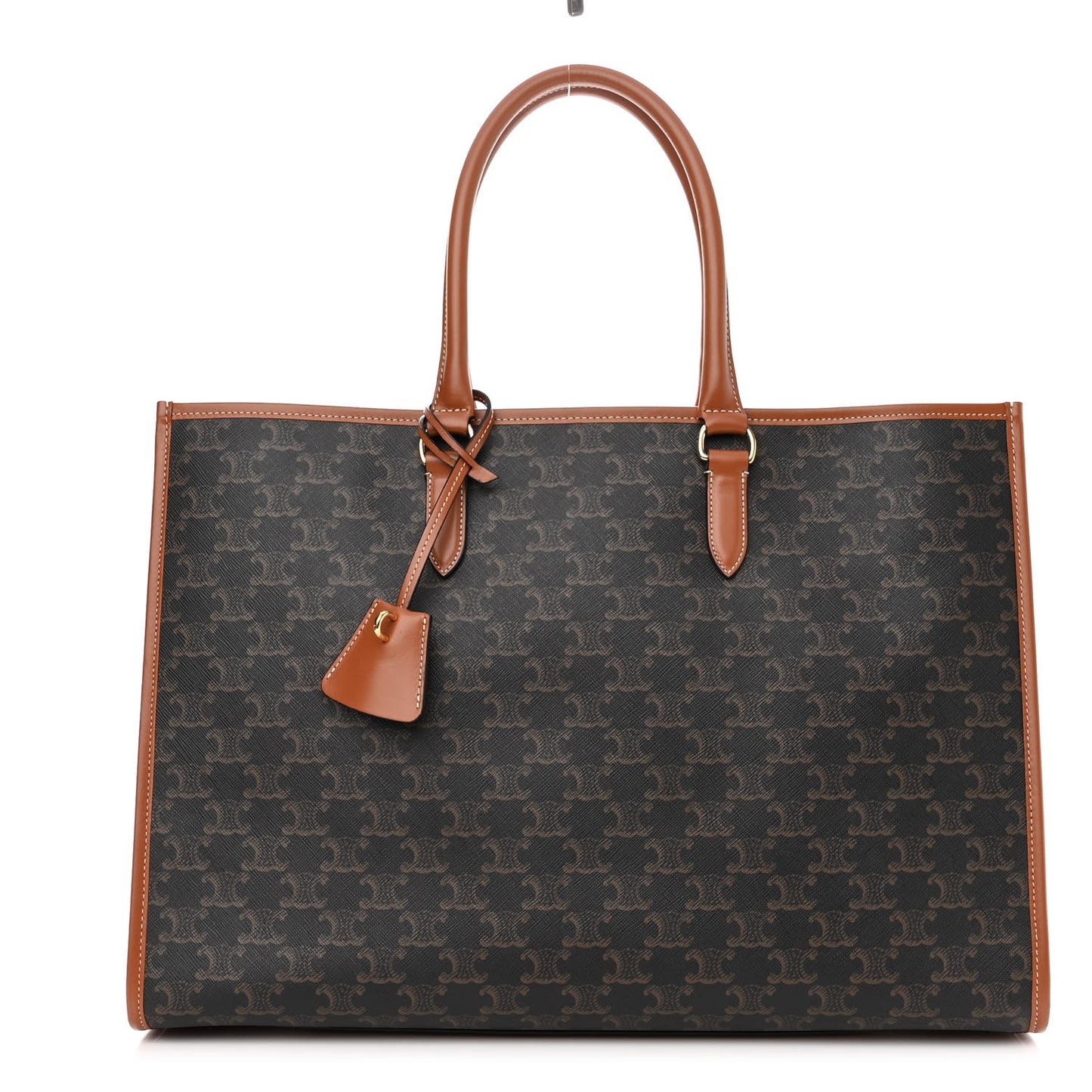 Triomphe Canvas Calfskin Horizontal Cabas Tan