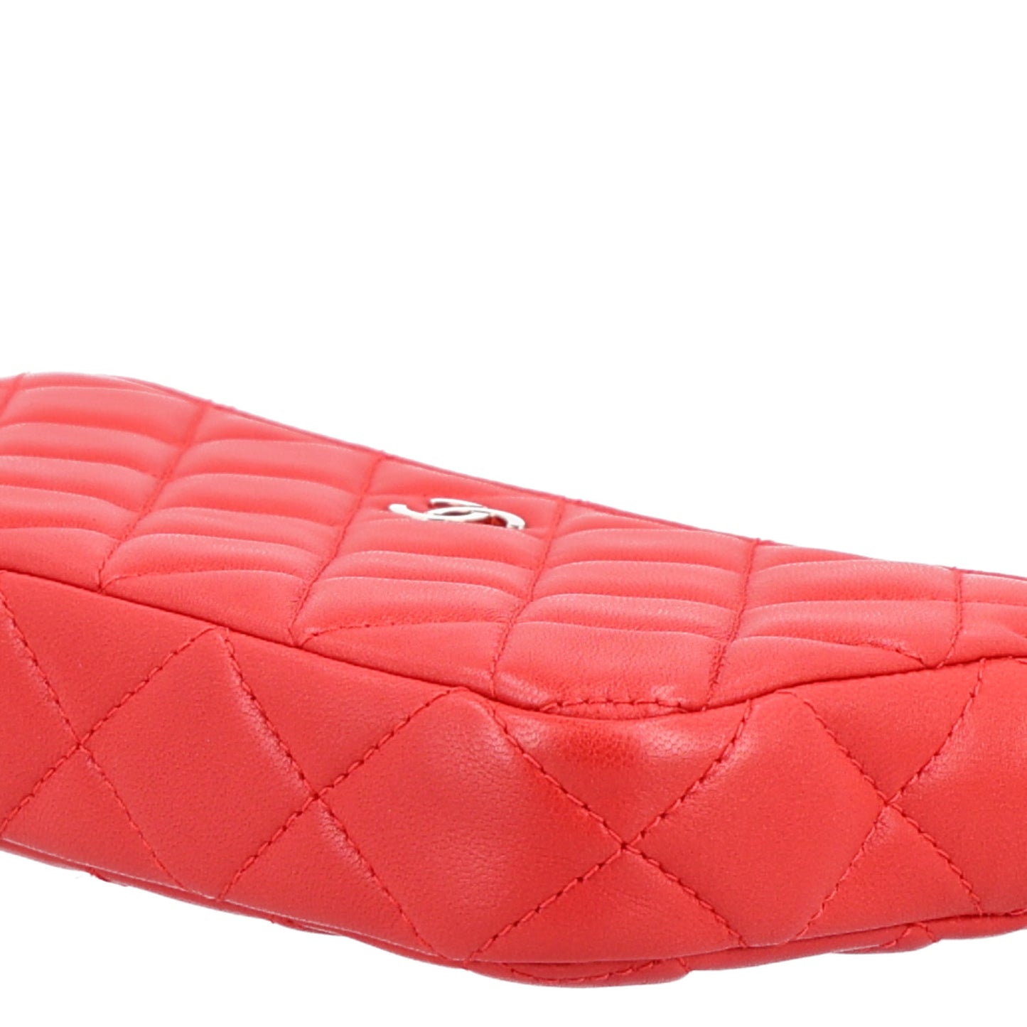 Lambskin Quilted Small Clutch With Chain Red