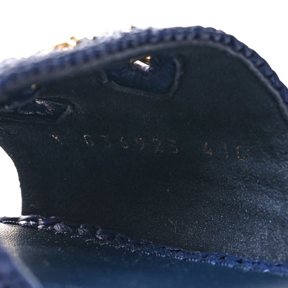 Chanel Cord CC Espadrille Slip On Sandals 41 Navy Blue 6 of 8