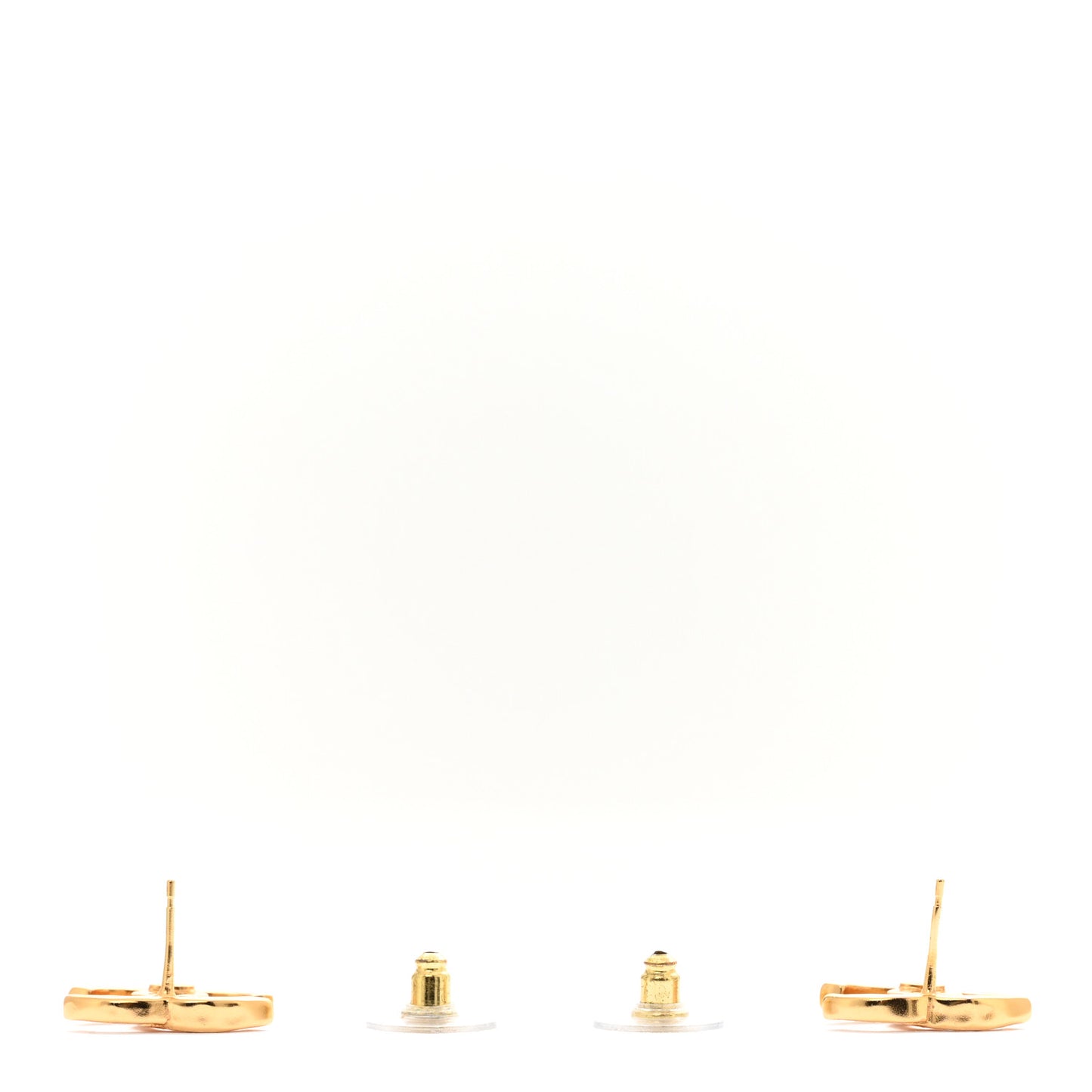 Metal CC Earrings Gold White