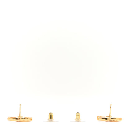 Chanel Metal CC Earrings Gold White 3 of 6