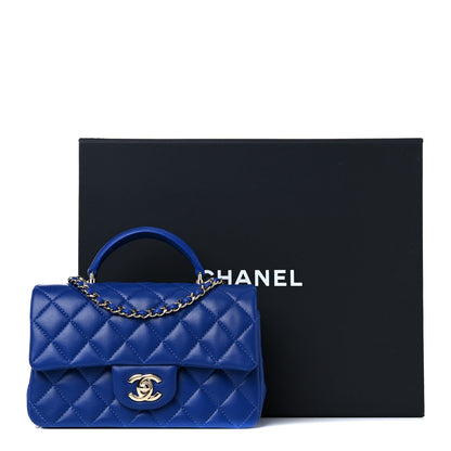 Chanel Lambskin Quilted Mini Top Handle Rectangular Flap Dark Blue 10 of 10