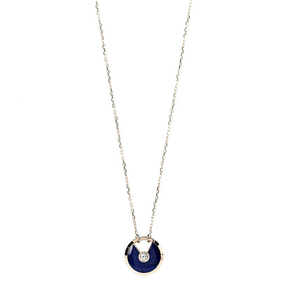 Cartier 18K Yellow Gold Diamond Lapis Lazuli SM Amulette de Cartier Pendant Necklace 1 of 5