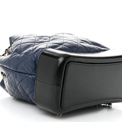 Chanel Aged Calfskin Quilted Gabrielle Backpack Navy Black 9 of 12