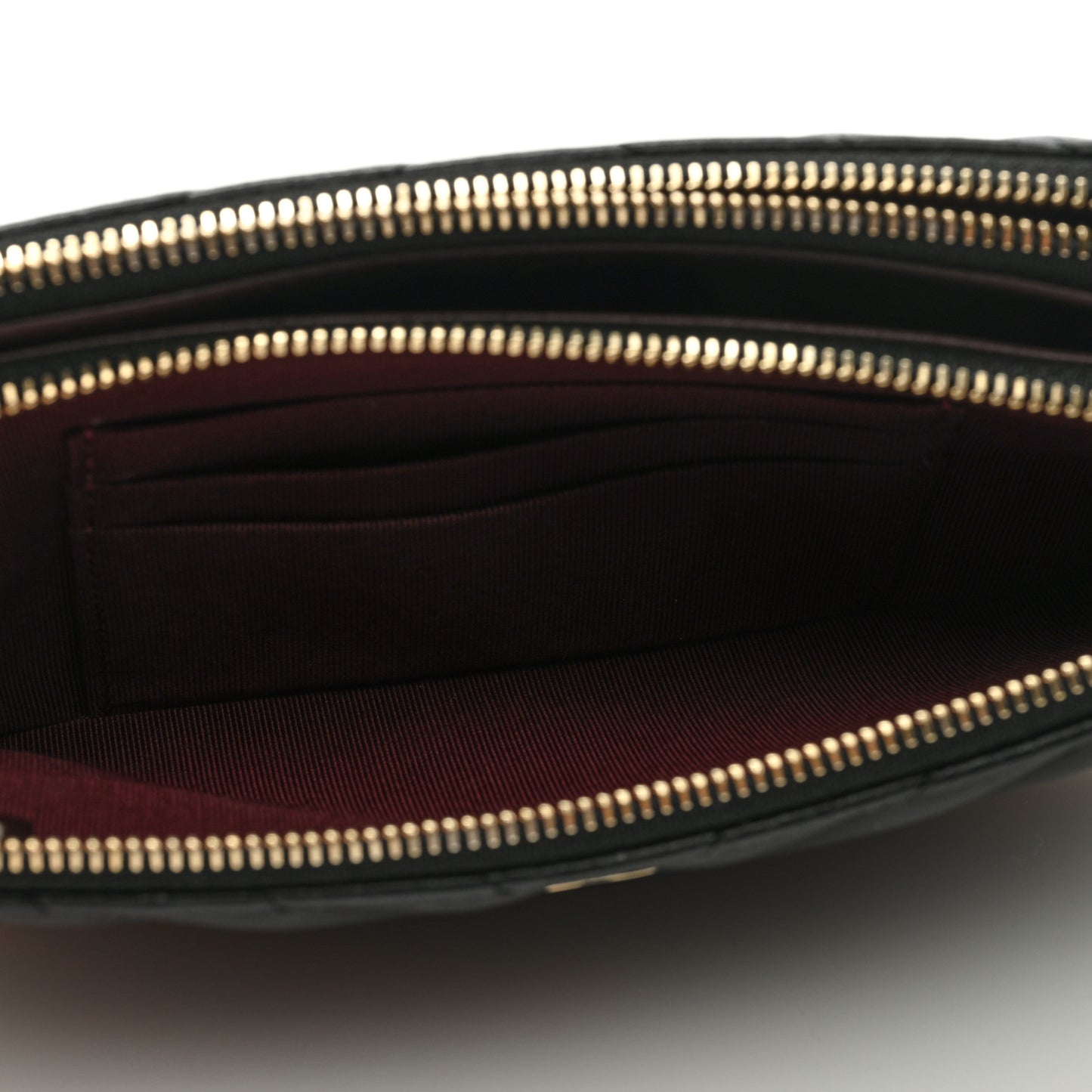 Lambskin Chevron Quilted Small Clutch With Chain Black