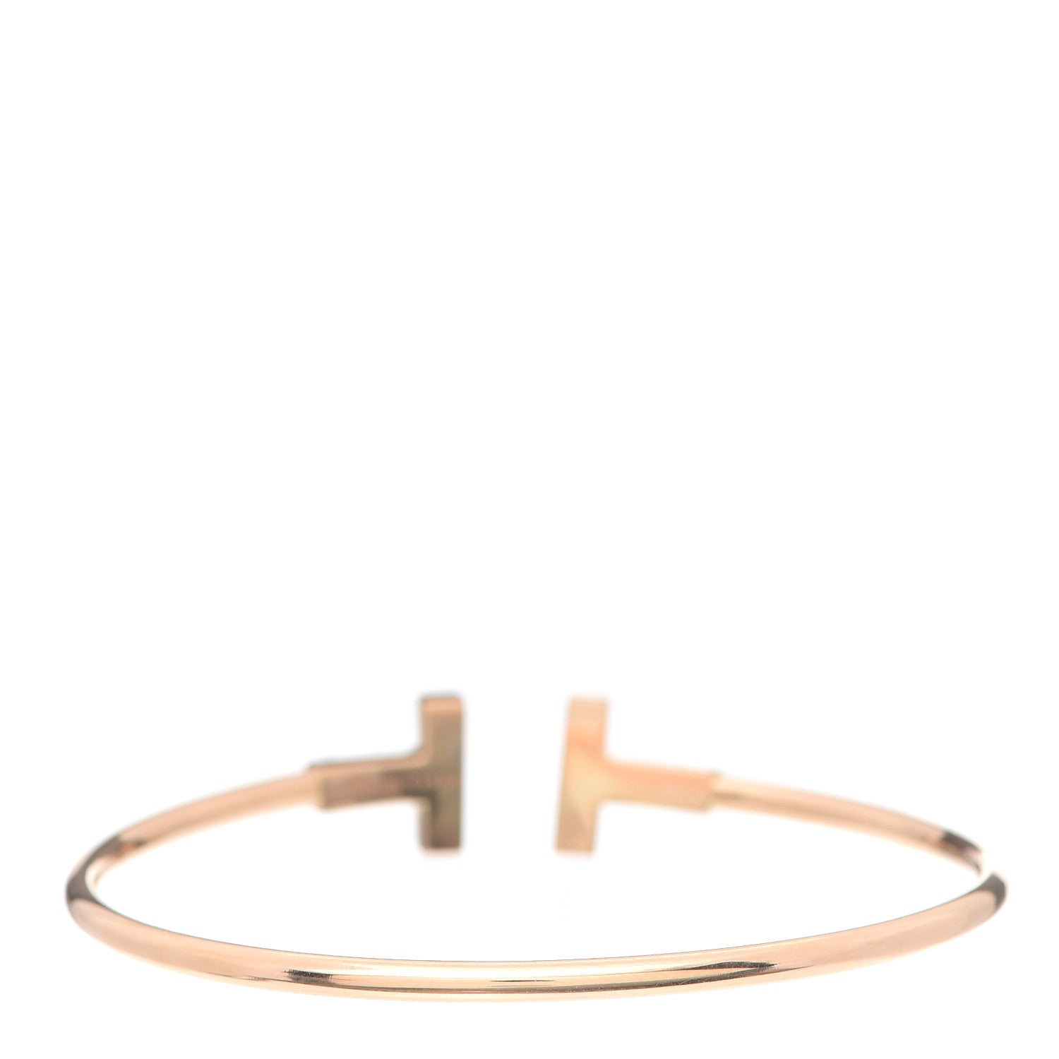 Tiffany 18K Rose Gold Diamond T Wire Bracelet 3 of 5