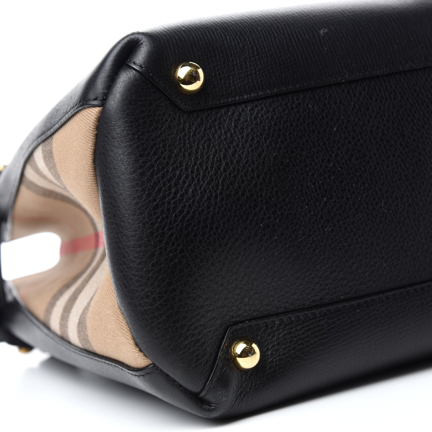 Burberry Grainy Calfskin House Check Large Banner Tote Black 6 of 12