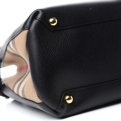 Burberry Grainy Calfskin House Check Large Banner Tote Black 6 of 12