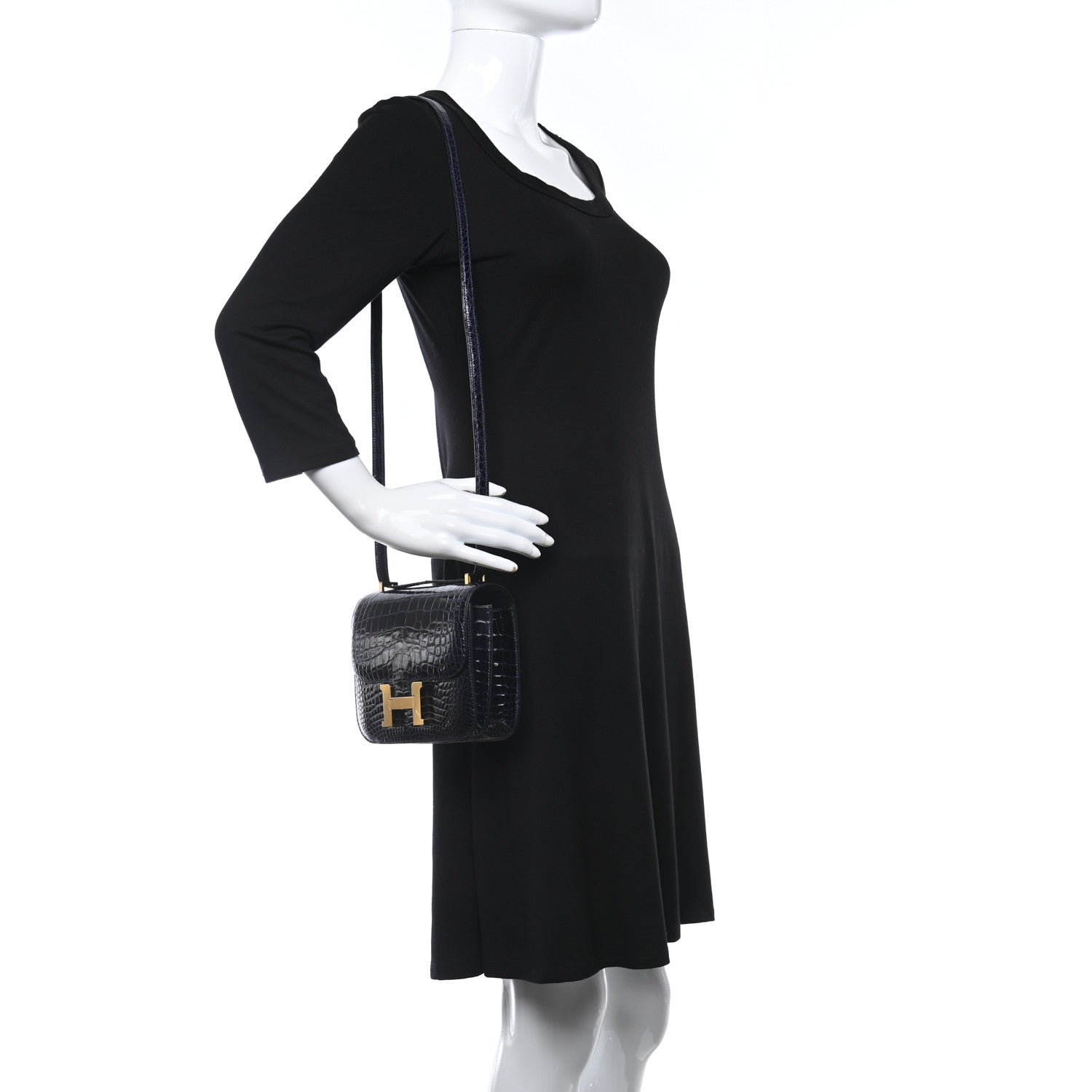 Hermes Shiny Alligator Constance 18 Bleu Saphir 2 of 9