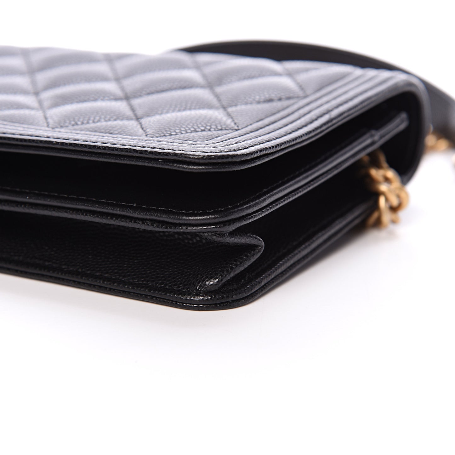 Caviar Quilted Boy Wallet On Chain WOC Black