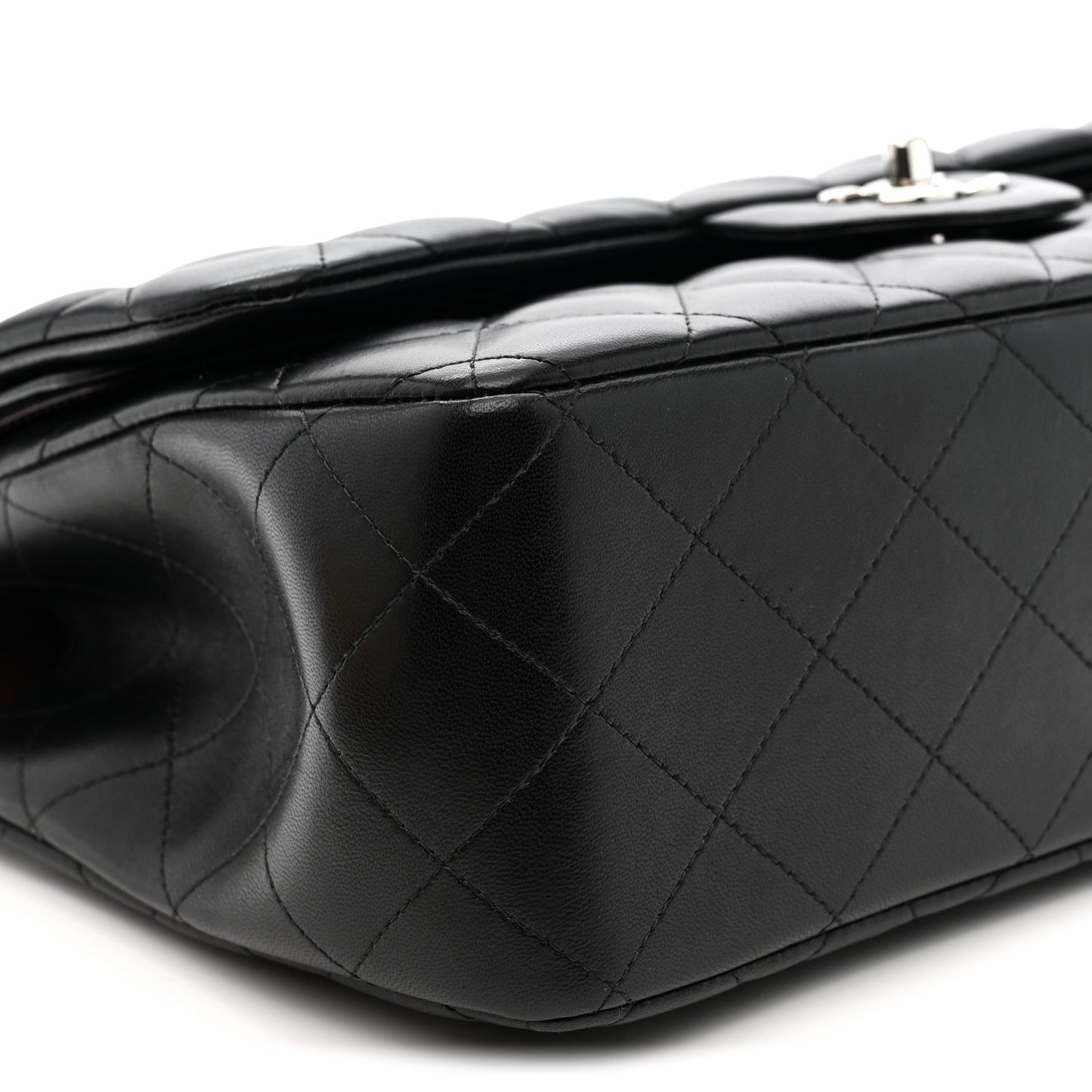 Lambskin Quilted Jumbo Double Flap Black