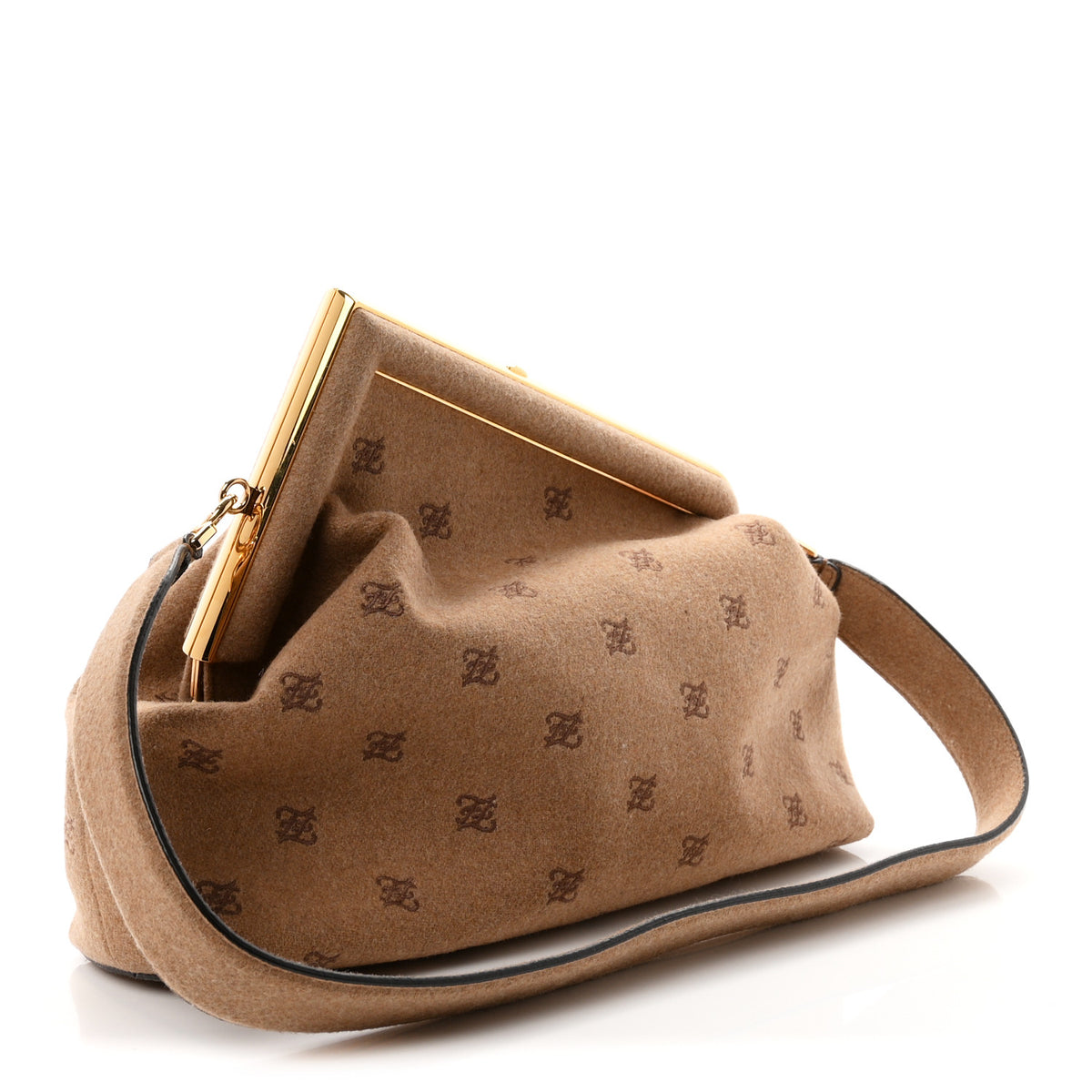 Flannel Karligraphy Embroidered Medium Fendi First Camel