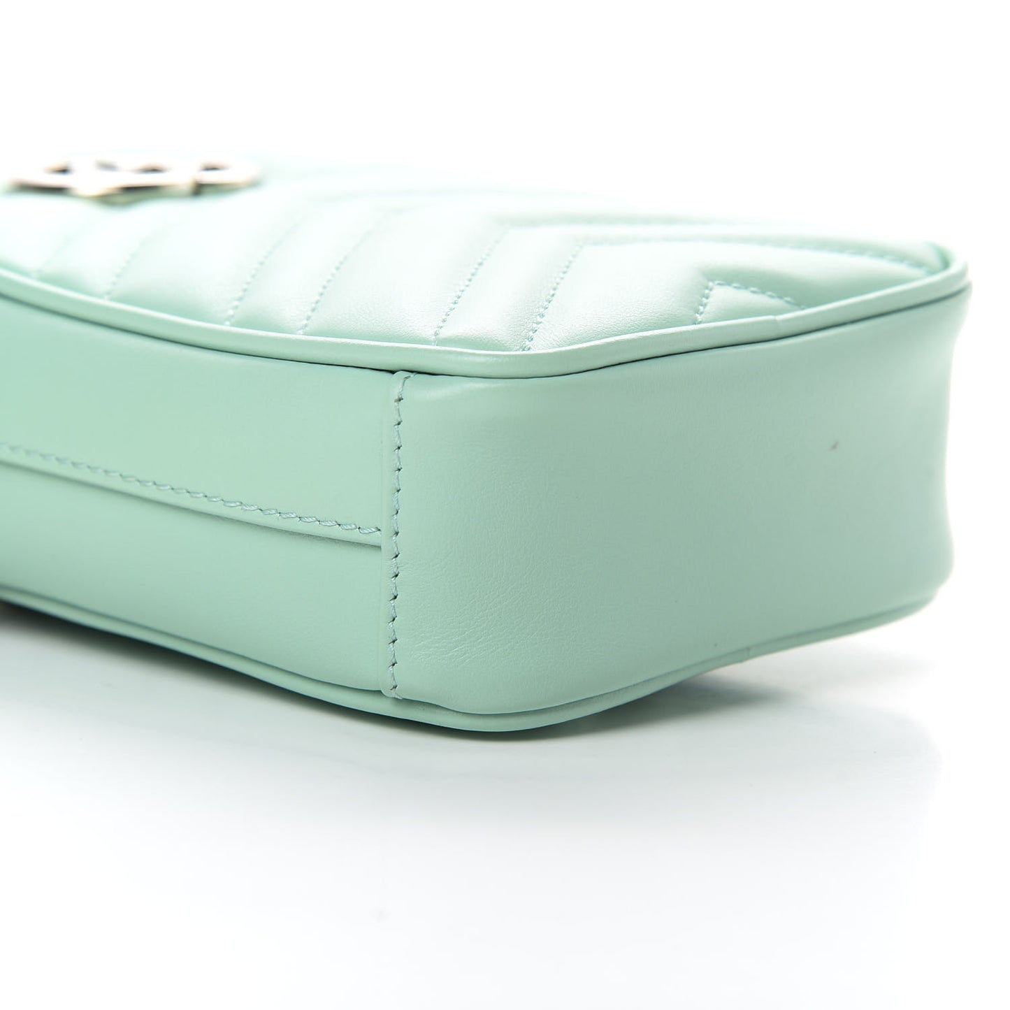 Calfskin Matelasse Mini GG Marmont Crossbody Bag Water Green